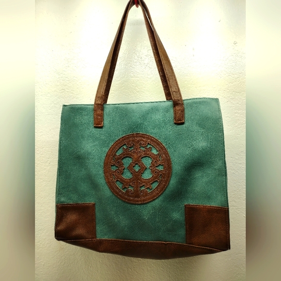 no brand Handbags - Women's large turquoise leather handbag